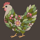 Chicken Sweatshirt Embroidered Floral Hen Adult Unisex Crewneck Sweatshirt Farm