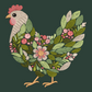 Chicken Sweatshirt Embroidered Floral Hen Adult Unisex Crewneck Sweatshirt Farm