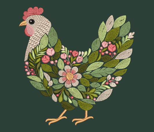 Chicken Sweatshirt Embroidered Floral Hen Adult Unisex Crewneck Sweatshirt Farm