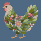 Chicken Sweatshirt Embroidered Floral Hen Adult Unisex Crewneck Sweatshirt Farm