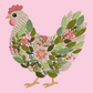 Chicken Sweatshirt Embroidered Floral Hen Adult Unisex Crewneck Sweatshirt Farm