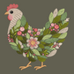 Chicken Sweatshirt Embroidered Floral Hen Adult Unisex Crewneck Sweatshirt Farm