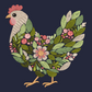 Chicken Sweatshirt Embroidered Floral Hen Adult Unisex Crewneck Sweatshirt Farm