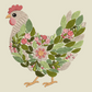 Chicken HOODIE Embroidered Floral Hen Adult Unisex Hooded Sweatshirt Farm