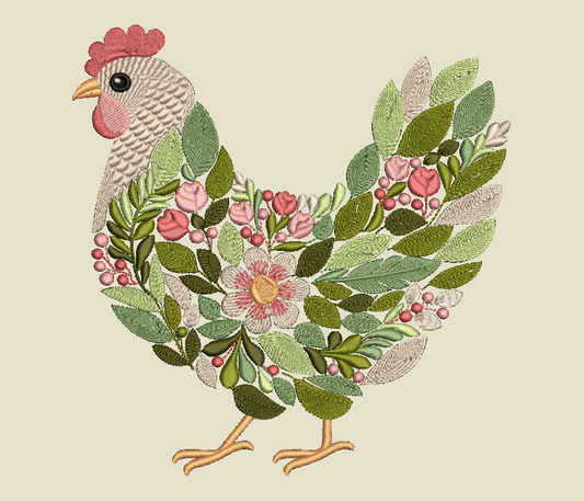 Chicken Embroidered ADULT Hoodie / Crewneck Sweatshirt Unisex Floral Hen Farm Animal