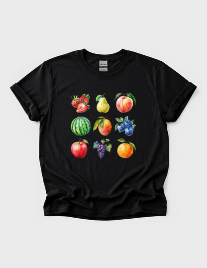 Fruit Collage Graphic Tee T-shirt or Sweatshirt ADULT Unisex Hoodie / Crewneck Watercolor Nature Farmers Market Fresh Food Lover