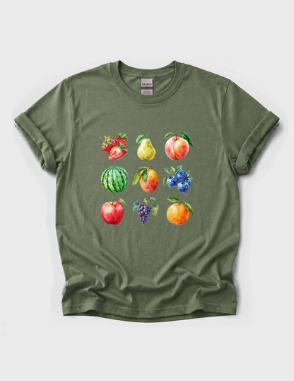 Fruit Collage Graphic Tee T-shirt or Sweatshirt ADULT Unisex Hoodie / Crewneck Watercolor Nature Farmers Market Fresh Food Lover