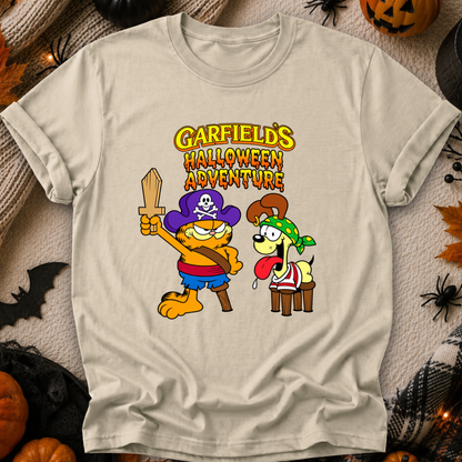 beige tshirt with graphic of garfields halloween adventure on it