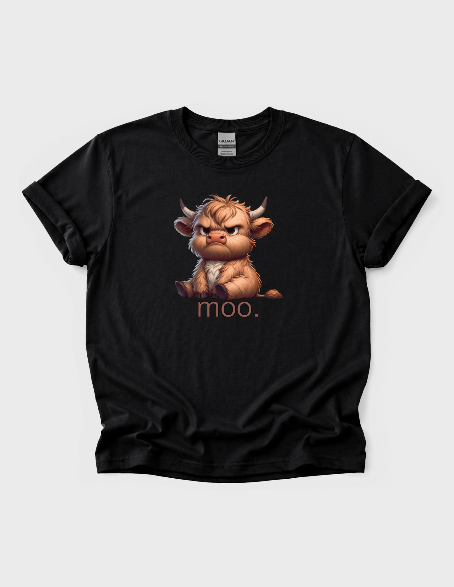 Highland Cow Graphic Tee Funny T-shirt or Sweatshirt ADULT Unisex Hoodie / Crewneck Grumpy Moo Farm Animal Lover Cute Gift