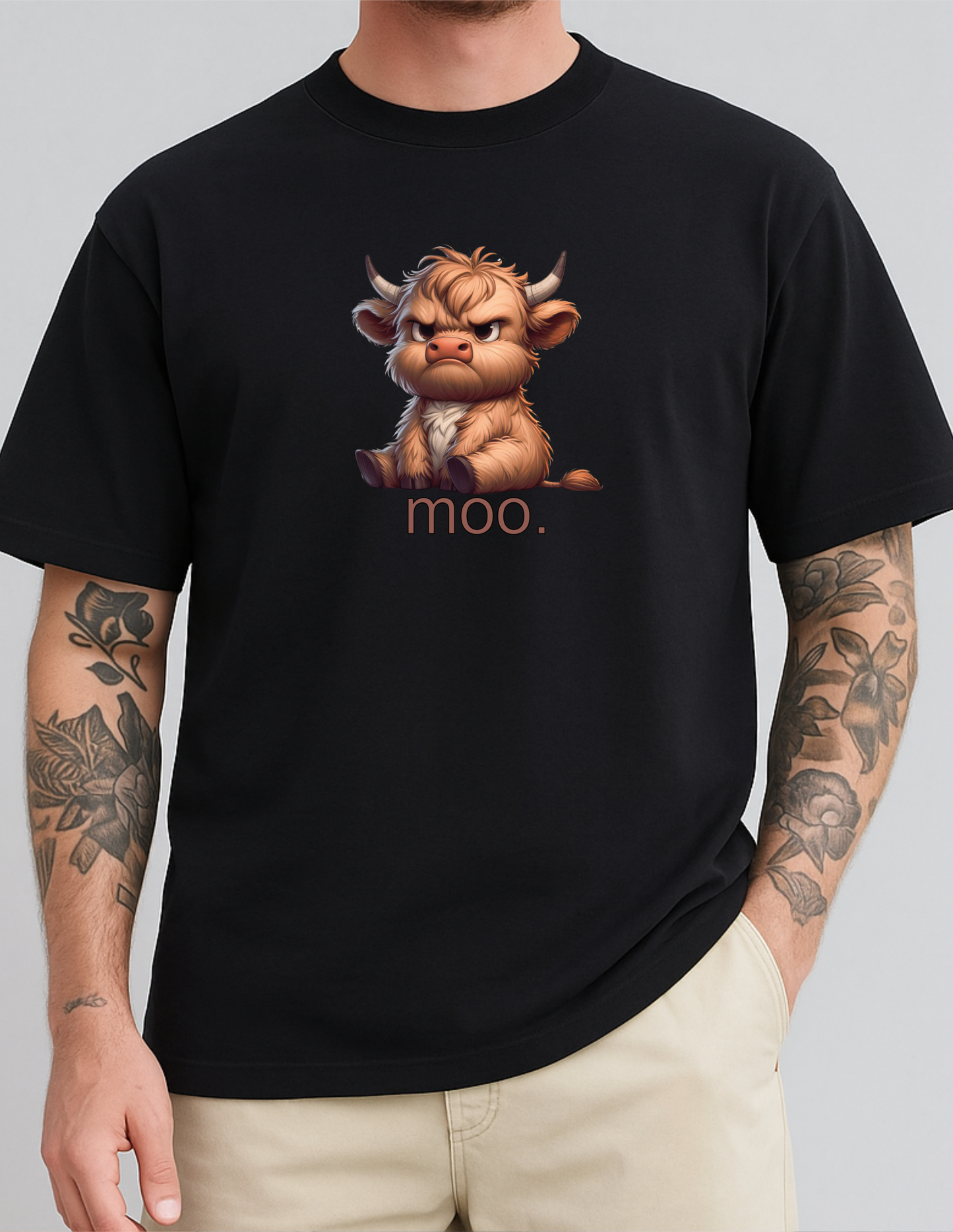 Highland Cow Graphic Tee Funny T-shirt or Sweatshirt ADULT Unisex Hoodie / Crewneck Grumpy Moo Farm Animal Lover Cute Gift