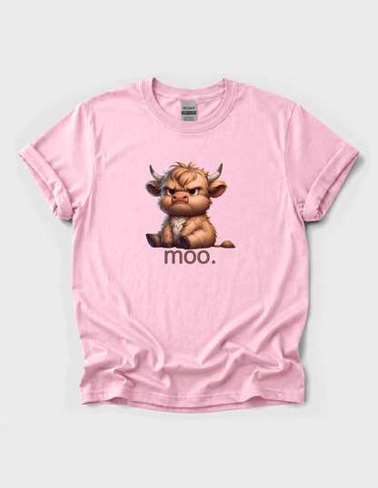 Highland Cow Graphic Tee Funny T-shirt or Sweatshirt ADULT Unisex Hoodie / Crewneck Grumpy Moo Farm Animal Lover Cute Gift