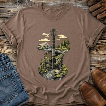 Guitar Graphic Tee T-shirt or Sweatshirt ADULT Unisex Hoodie / Crewneck Nature Mountains Forest Scene