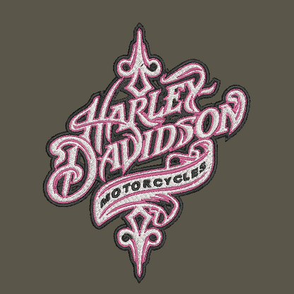 Harley Davidson Embroidered ADULT Hoodie / Crewneck Sweatshirt Unisex Script Pink Thread Biker Motorcycle