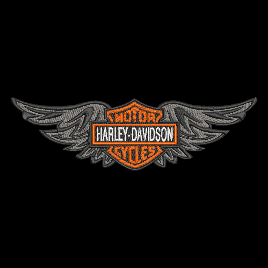 Harley-Davidson logo with wings on a black background