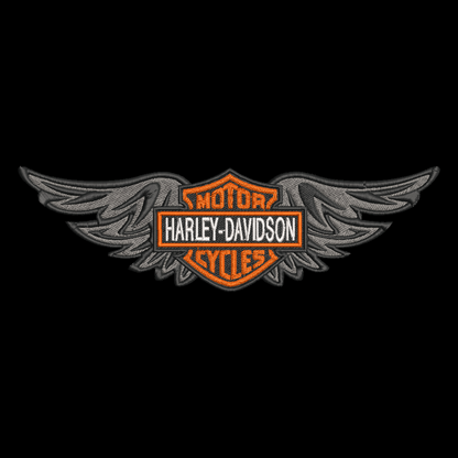 Harley-Davidson logo with wings on a black background