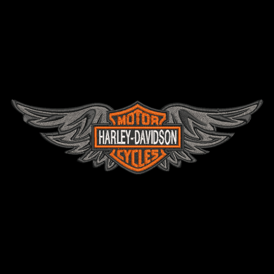Harley-Davidson logo with wings on a black background