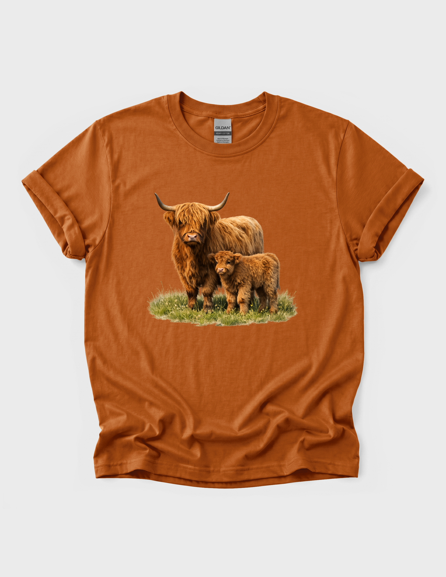 Highland Cow Calf Graphic Tee T-shirt or Sweatshirt ADULT Unisex Hoodie / Crewneck Watercolor Farm Animal Mom With Baby Fluffy Cows