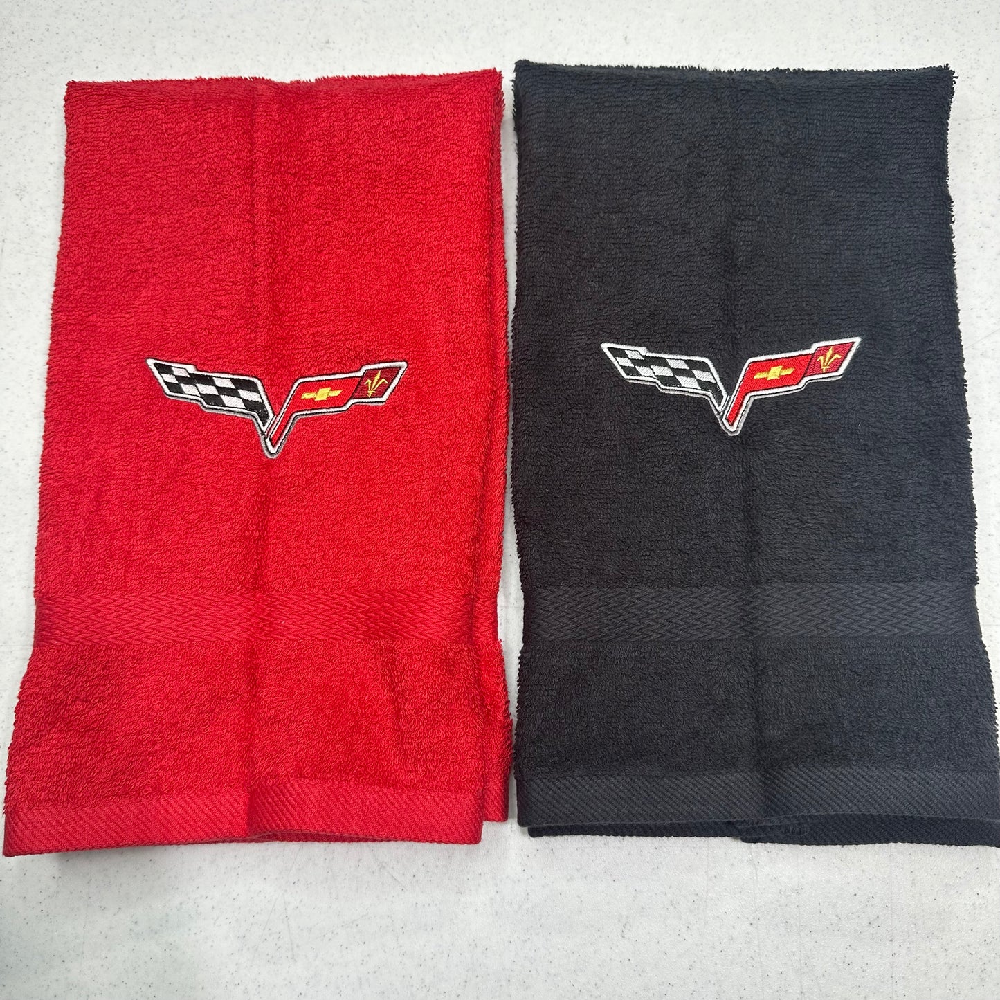 Chevy Corvette Towels Embroidered Hand Towel Set C5 C6 Vette Bathroom Home Decor