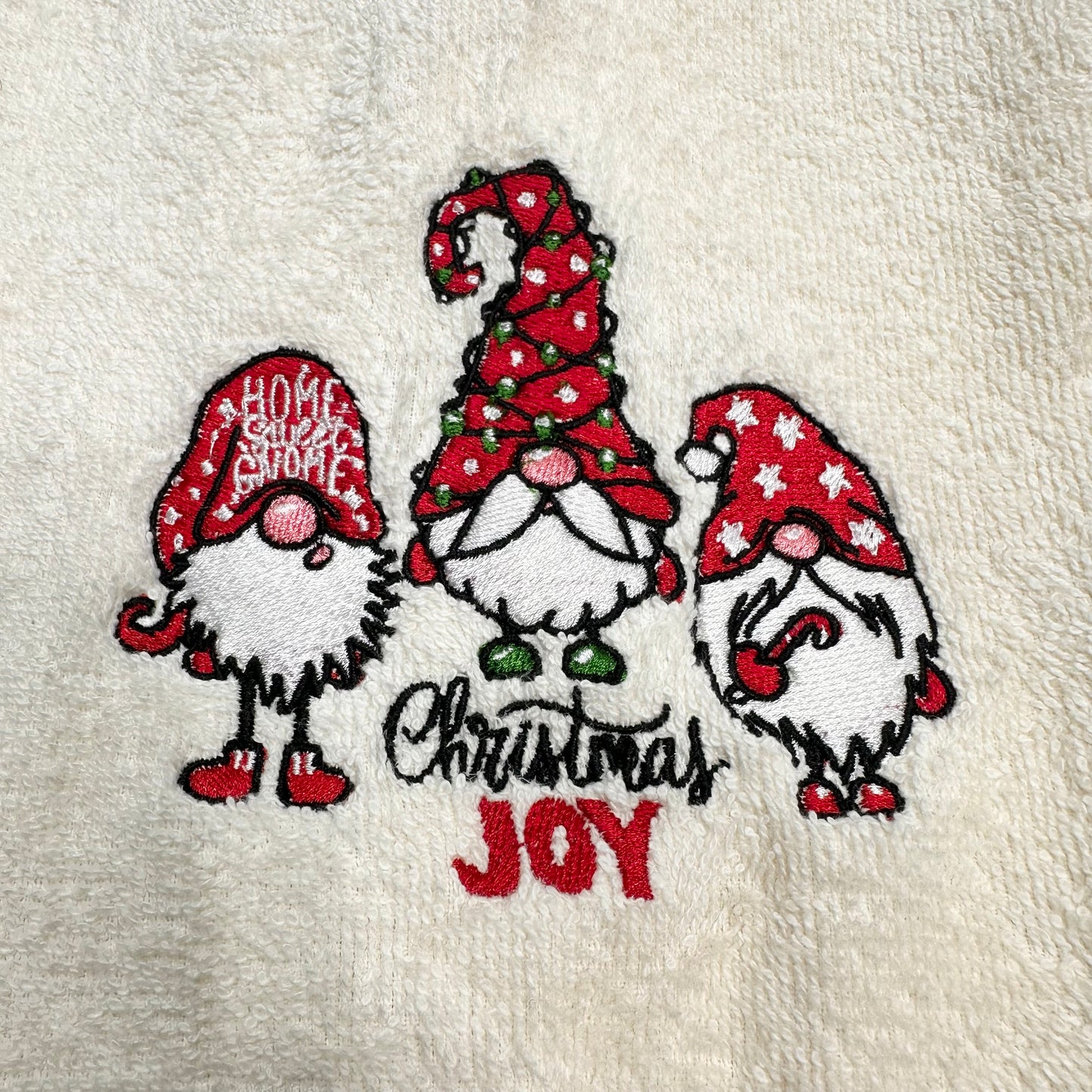 Gnome Christmas Towels Embroidered Hand Towel Set Bathroom Holiday Decor Winter Joy