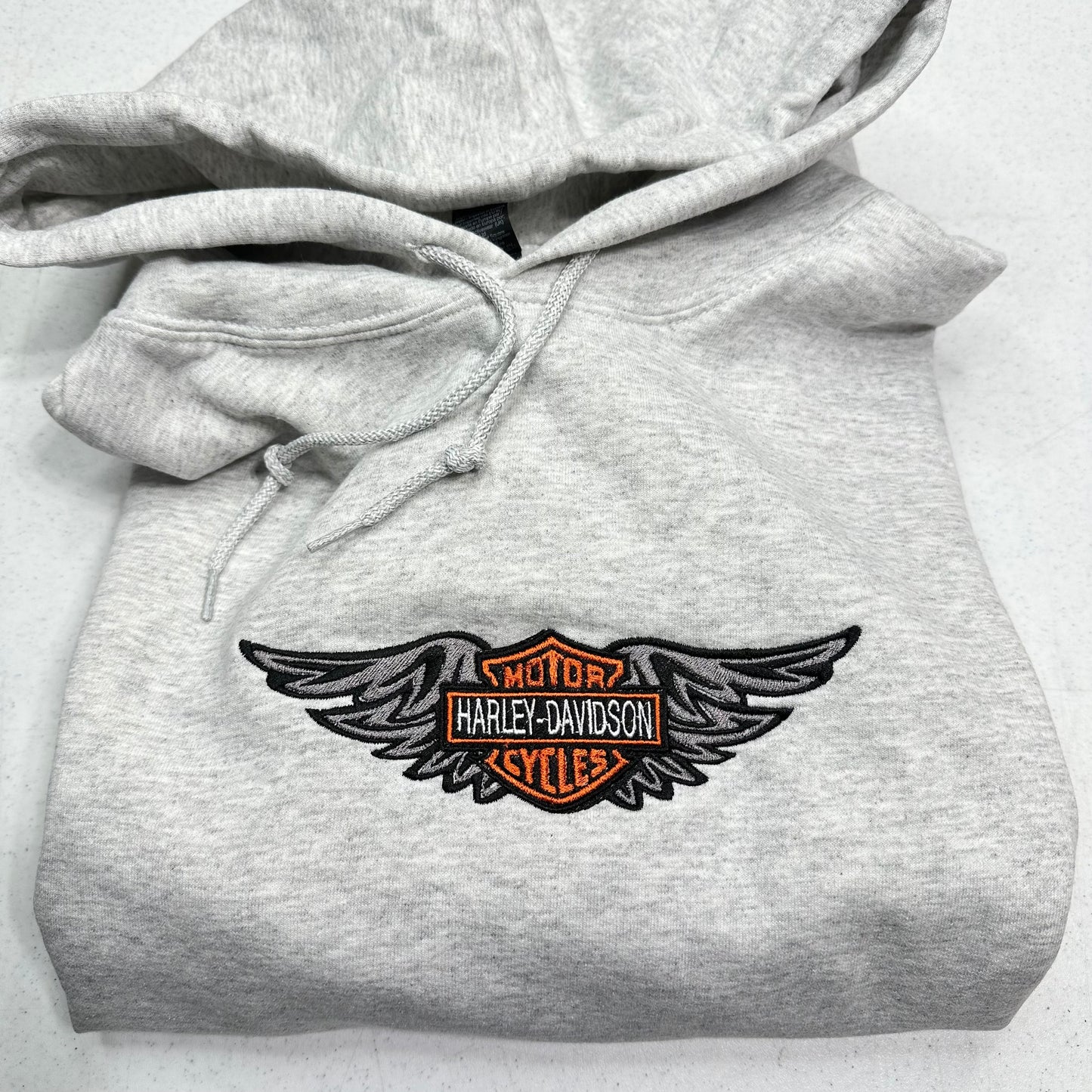 Harley Davidson HOODIE Embroidered Adult Unisex Hooded Sweatshirt Wings Biker