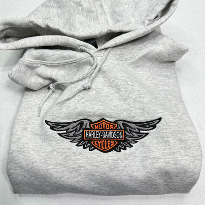 Harley Davidson Sweatshirt Embroidered ADULT Hoodie / Crewneck Unisex Biker Wings