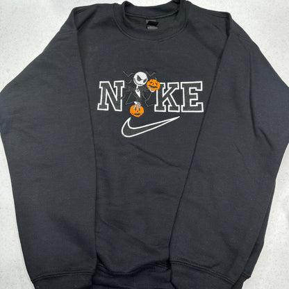 Nike Jack Skellington Halloween Embroidered YOUTH Hoodie / Crewneck Sweatshirt Kids Boy Girl Unisex Pumpkins Nightmare Before Christmas