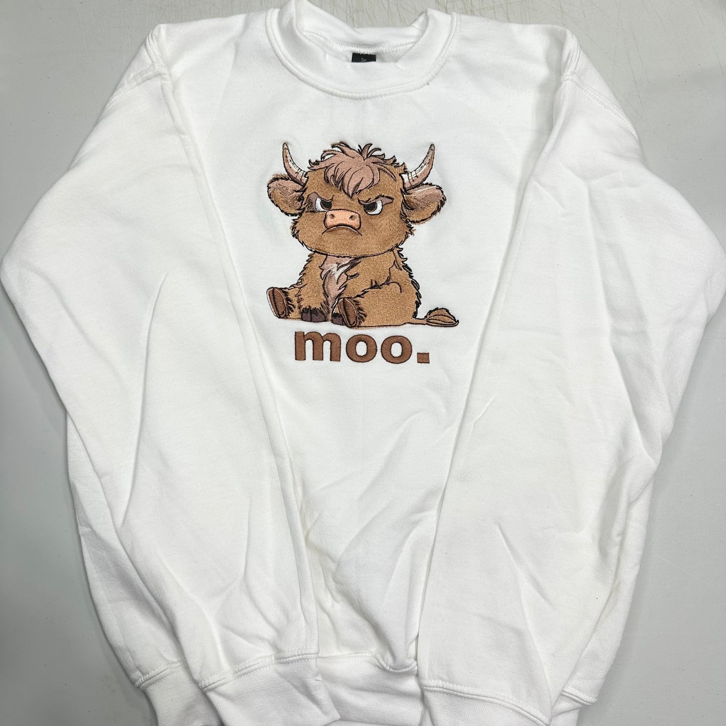 Grumpy Highland Cow Embroidered YOUTH Hoodie / Crewneck Sweatshirt Kids Boy Girl Unisex
