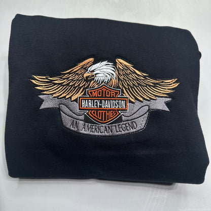 Harley Davidson Embroidered ADULT Hoodie / Crewneck Sweatshirt Unisex Eagle Biker Motorcycle