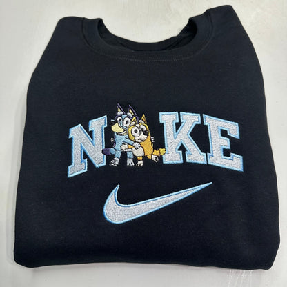 Nike Bluey Bingo Sweatshirt Embroidered ADULT Hoodie / Crewneck Unisex Best Friend Dog Sisters Cartoon Gift