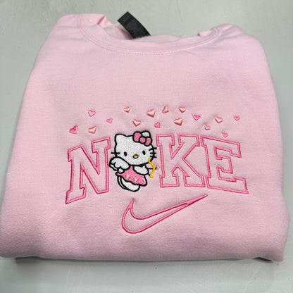 Nike Hello Kitty Hearts Sweatshirt Embroidered YOUTH Hoodie / Crewneck Kids Boy Girl Unisex Cat Anime Cozy Gift