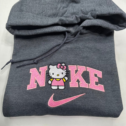Nike Hello Kitty Sweatshirt Embroidered ADULT Hoodie / Crewneck Unisex Cat Animal Cartoon Lover Cozy Gift