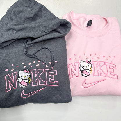 Nike Hello Kitty Hearts Embroidered ADULT Hoodie / Crewneck Sweatshirt Unisex