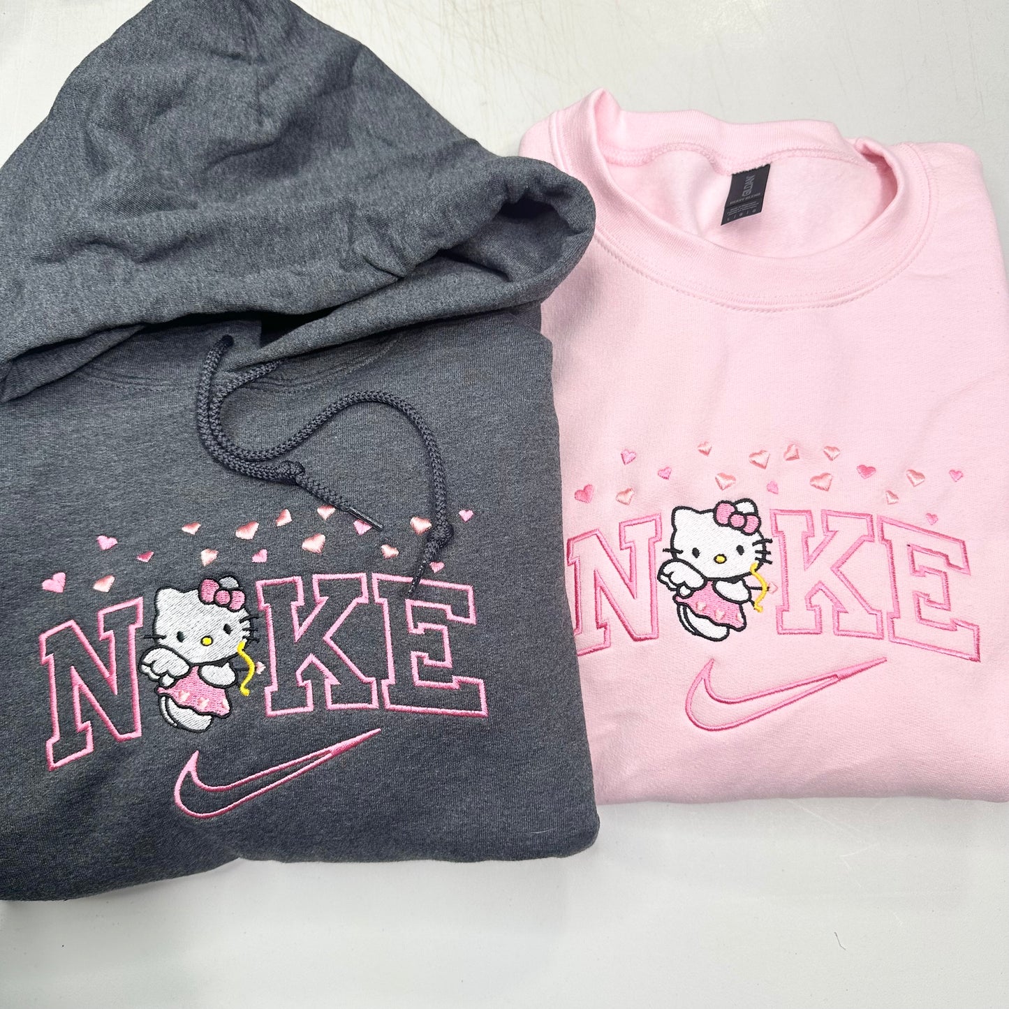 Nike Hello Kitty Hearts Sweatshirt Embroidered YOUTH Hoodie / Crewneck Kids Boy Girl Unisex Cat Anime Cozy Gift