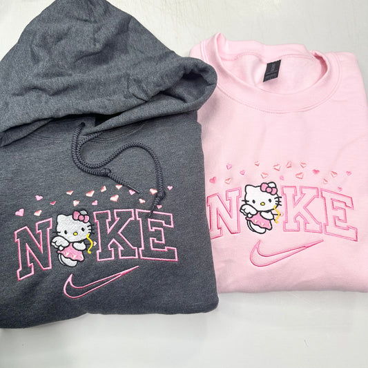 Nike Hello Kitty Hearts Sweatshirt Embroidered YOUTH Hoodie / Crewneck Kids Boy Girl Unisex Cat Anime Cozy Gift