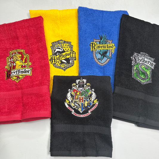 Harry Potter Hand Towels Embroidered Gryffindor Hufflepuff Ravenclaw Slytherin Hogwarts Wizard Witch Decor