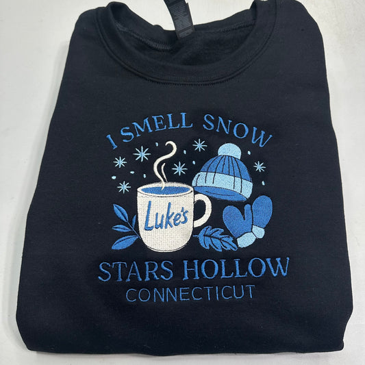 Gilmore Girls Embroidered ADULT Hoodie / Crewneck Sweatshirt Unisex I Smell Snow Stars Hollow Winter