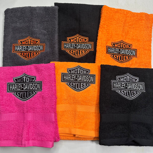 Harley Davidson Towels Embroidered Hand Towel Bathroom Home Biker Decor