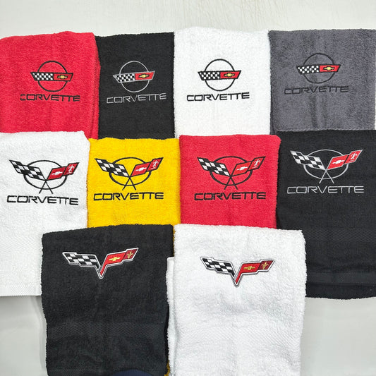 Chevy Corvette Towels Embroidered Hand Towel Bathroom Home Decor C4 C5 C6 Vette Car Racing Gift