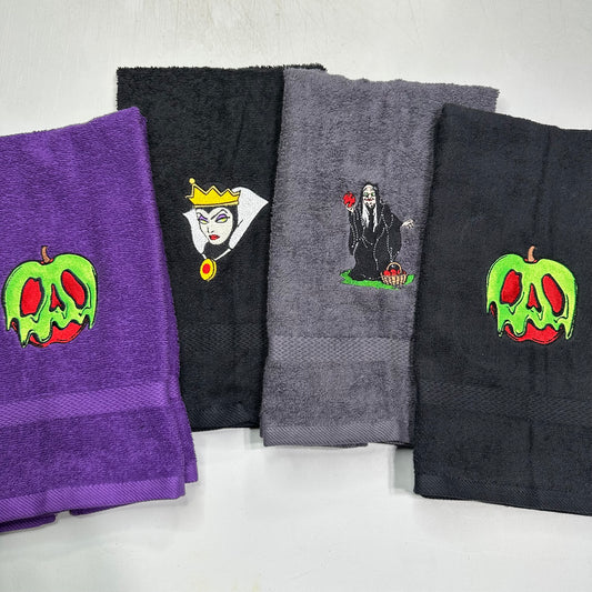 Evil Queen Poison Apple Towels Embroidered Hand Towel Bathroom Home Decor Villain