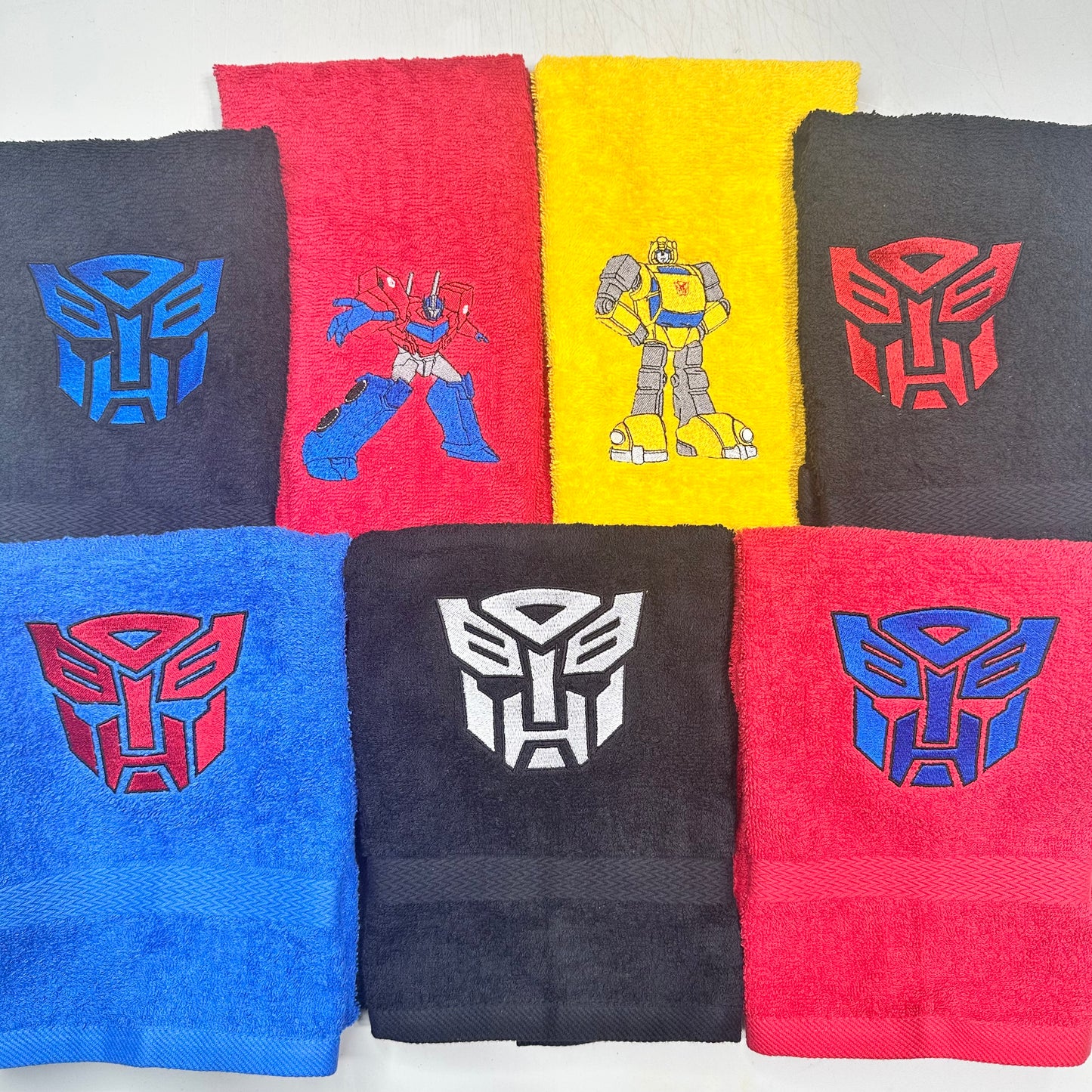 Transformers Towels Embroidered Hand Towel Bathroom Home Decor Autobots Robots Optimus Prime Bumblebee