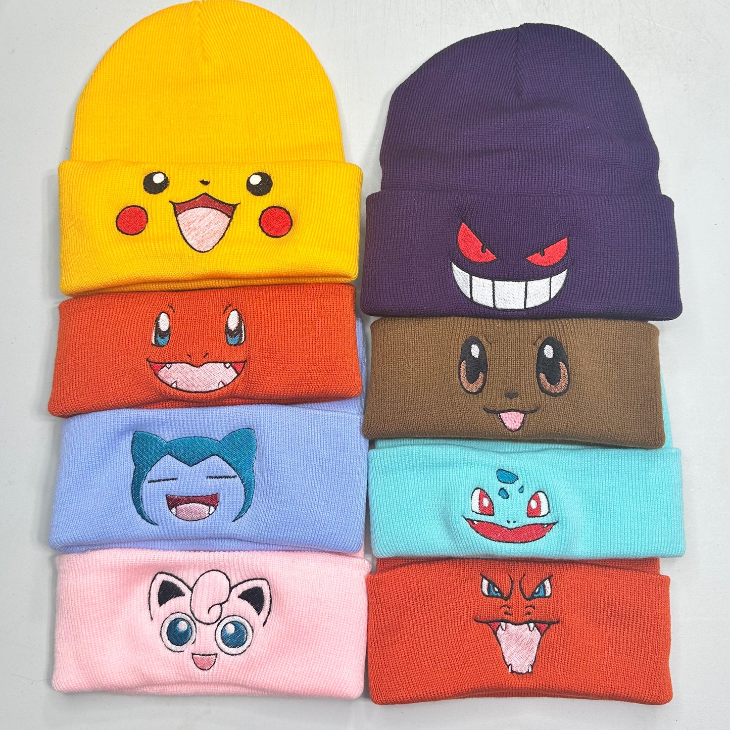 Pokemon Beanies Embroidered Stocking Hat Anime Video Gamer Gift Eevee Bulbasaur Face