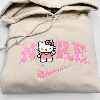Nike Hello Kitty Sweatshirt Embroidered ADULT Hoodie / Crewneck Unisex Cat Animal Cartoon Lover Cozy Gift