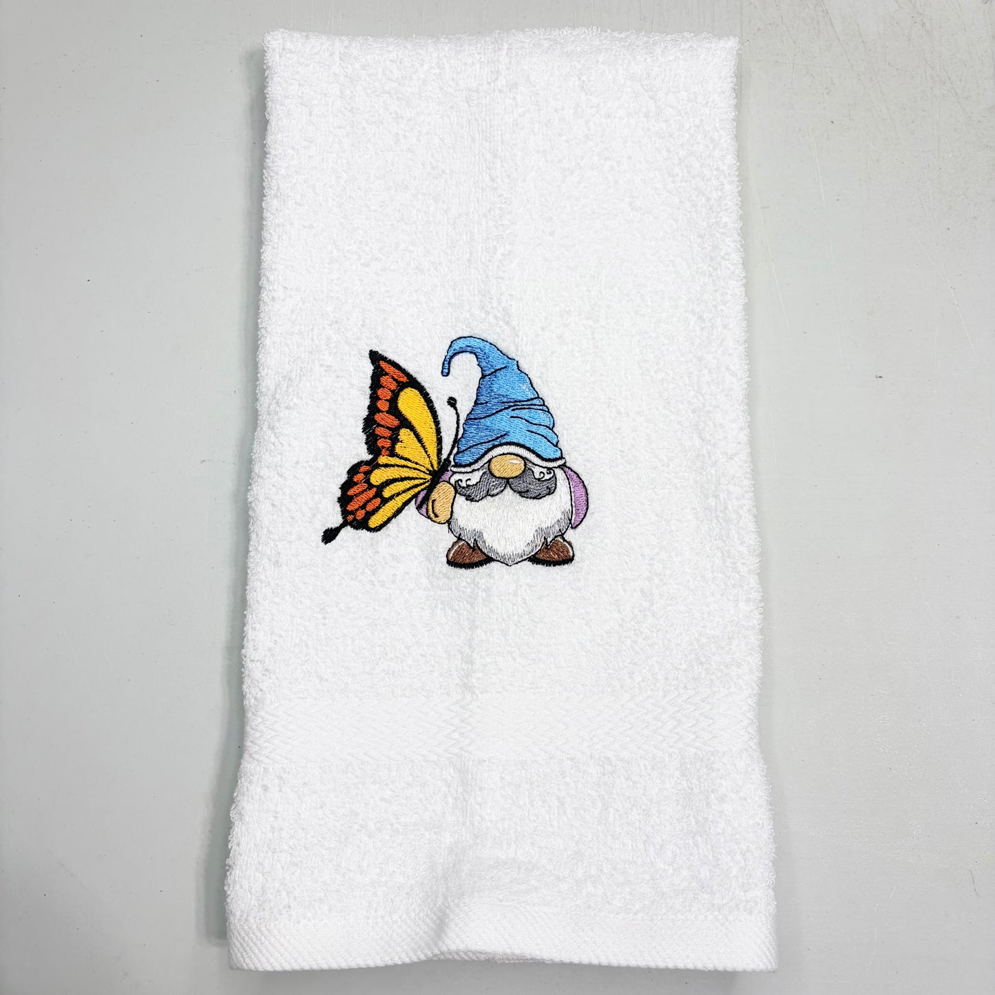 Gnome Towels Embroidered Hand Towel Bathroom Home Decor Spring Flowers