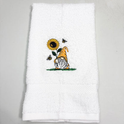 Gnome Towels Embroidered Hand Towel Bathroom Home Decor Spring Flowers