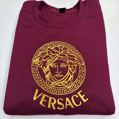 Versace Logo Embroidered ADULT Hoodie / Crewneck Sweatshirt Unisex GOLD Font