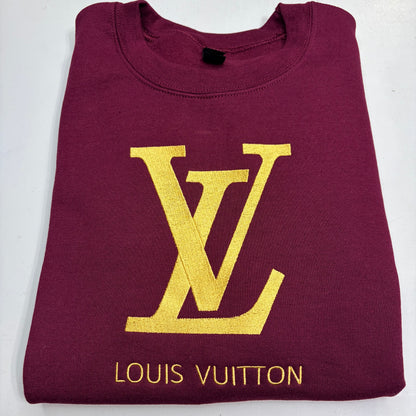 Louis Vuitton Logo Embroidered ADULT Hoodie / Crewneck Sweatshirt Unisex GOLD Font