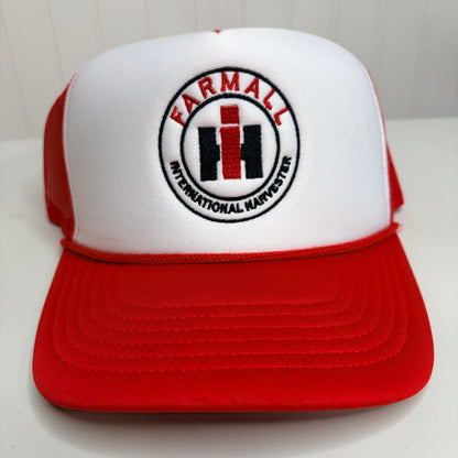 International Harvester Embroidered Hat IH Farmall Vintage Style Rope Foam Trucker Mesh Snapback Tractor Farm Hat