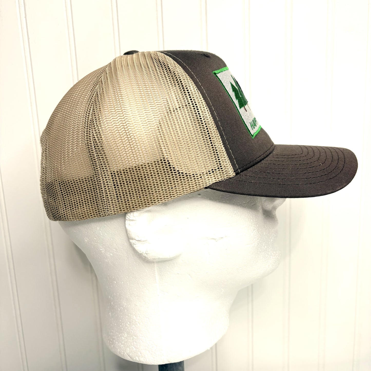 Happy Little Trees Embroidered Hat Yupoong Retro Trucker Mesh Snapback Casual Funny Brown Khaki Hat