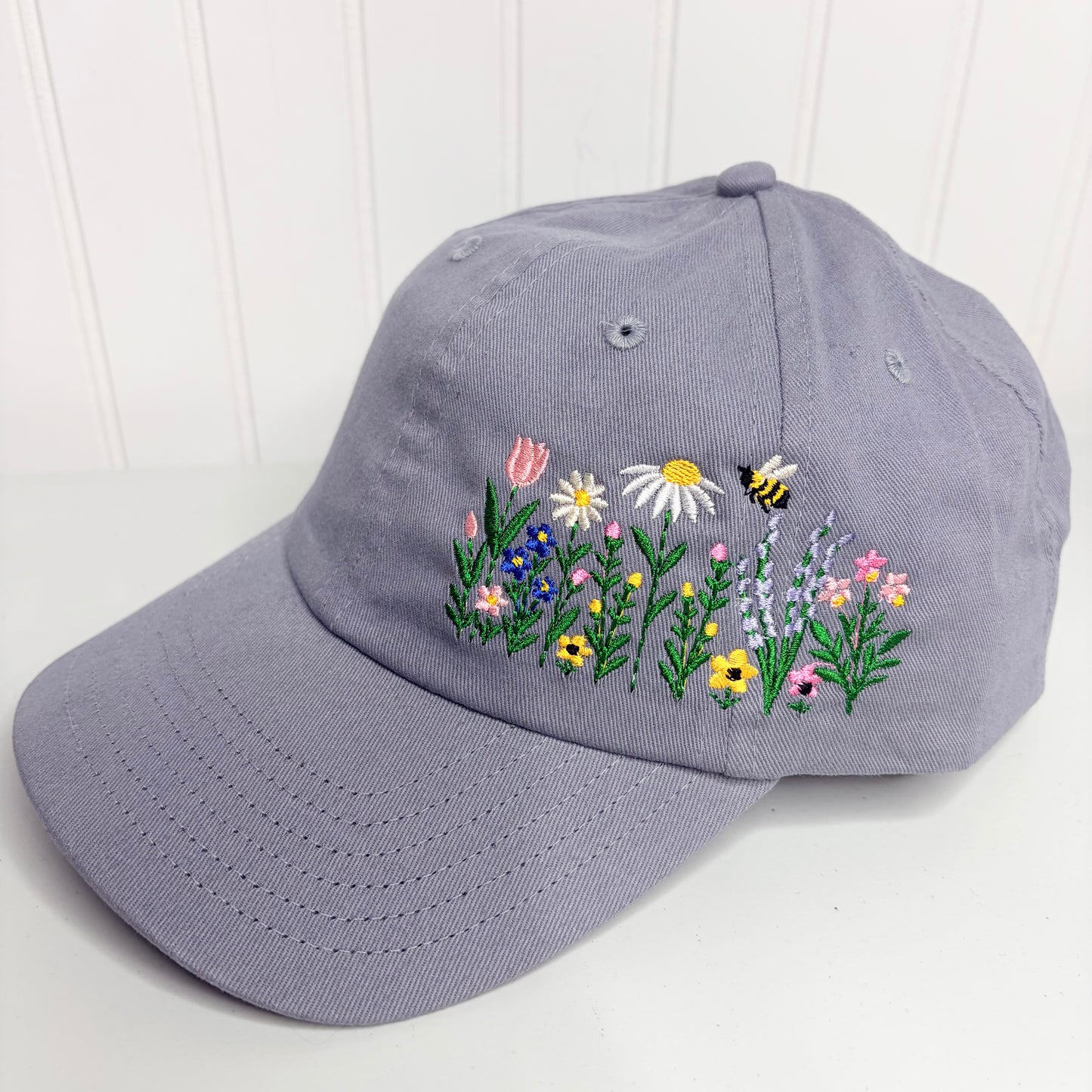 Floral Embroidered Dad Hat Unstructured Cotton Twill Adjustable Closure Casual Boho Wildflowers25 Gift