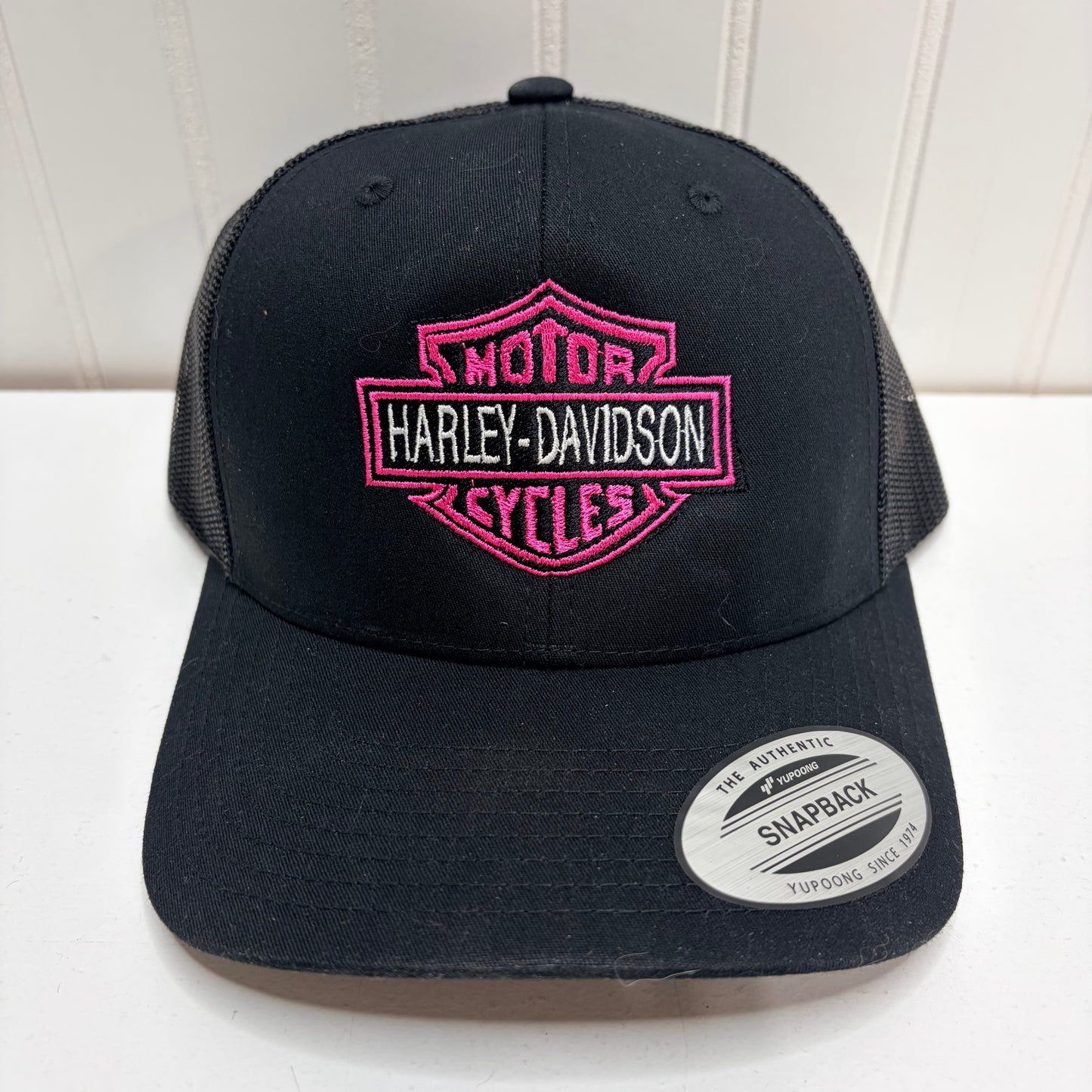 Harley Davidson Hat Embroidered Yupoong Trucker Mesh Snapback Black or White Casual Novelty Gift